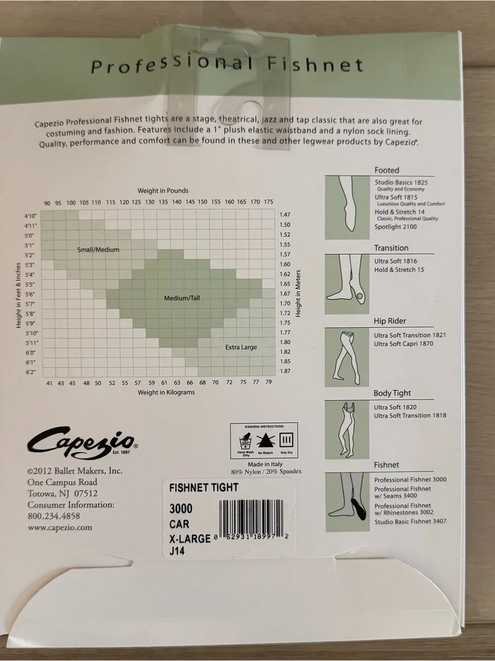 Capezio Professional Fishnet Tights 3000 Caramel Brown XL NIB